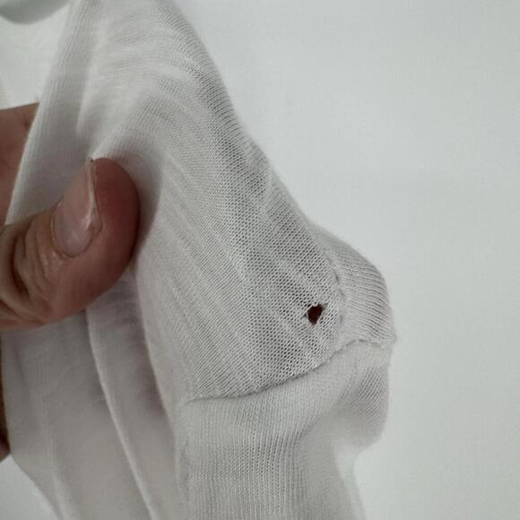 Flax top shirt small S white cotton 3/4 sleeve minimalist coastal beachy work - Picture 4 of 6